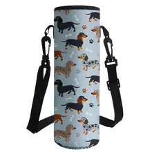 1000 мл изолированный принт "Такса" Сумка-переноска для бутылок с водой, чехлы для бутылок, милый неопреновый рукав для бутылки, сумка-держатель, плечевой ремень