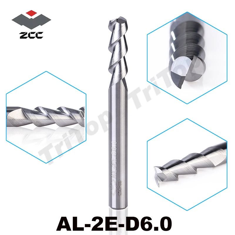 

5pcs/lot AL-2E-D6.0 ZCC.CT End mill 6 mm high machining efficiency solid carbide uncoated aluminium milling cutter