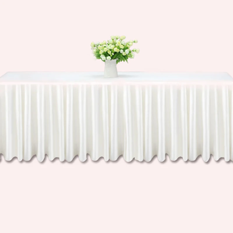 

3m wedding Table skirts white ice silk wedding table skirt table cloth decoration