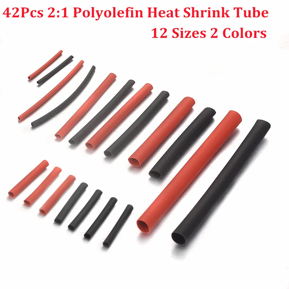 Hot 42Pcs 21 Polyolefin Heat Shrink Tube Shrinking Assorted Heat