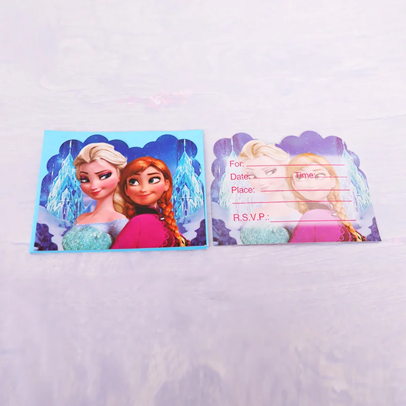 6pcs Invitation 1 шт Замороженные вечерние принадлежности, принадлежности для карт, одноразовые скатерти, детские украшения на день рождения - Цвет: 6pcs Invitation