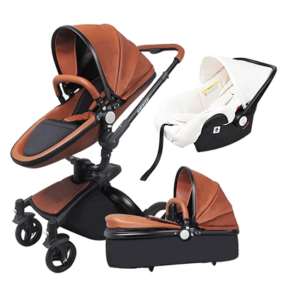 2019 hot sell baby strollers 3 in 1 baby stroller leather newborn baby pram gold black basis Free Ship USA free gifts - Image 5