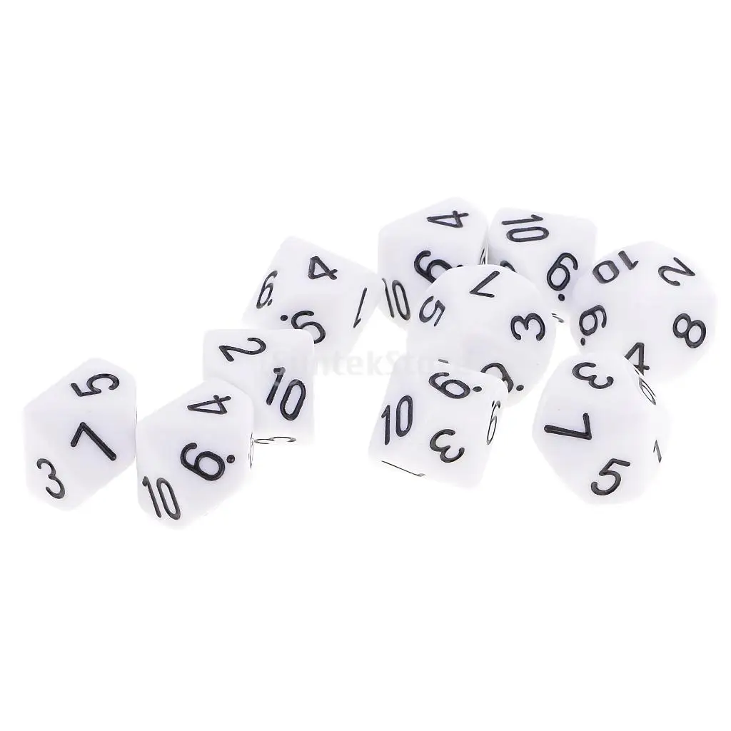 10pcs 10 Sided Dice D10 Polyhedral Dice for Dungeons and Dragons Games White 10pcs 10 Sided Dice D10 Polyhedral Dice for Dungeons and Dragons Games White