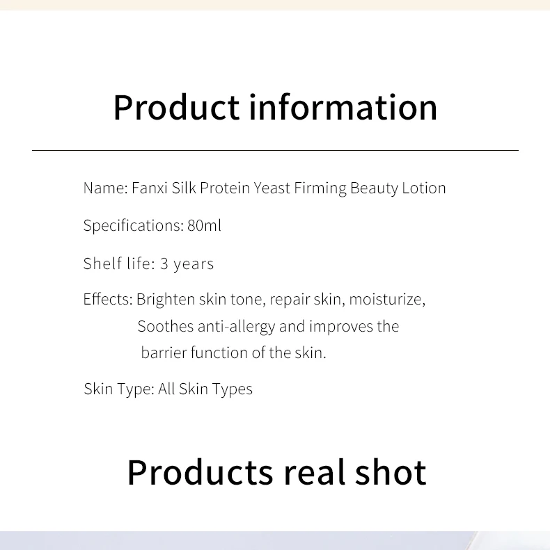 Fonce Silk Protein Yeast Beauty Water Firming Toner Brightening Skin Tonic Moisturizing Lotion 80ml