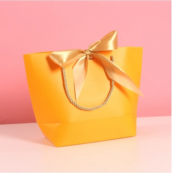 30 шт Подарочная сумка золотая Подарочная коробка для одежды книги упаковка золотая ручка бумажная коробка сумки крафт-бумага подарочная сумка с ручками - Цвет: Оранжевый