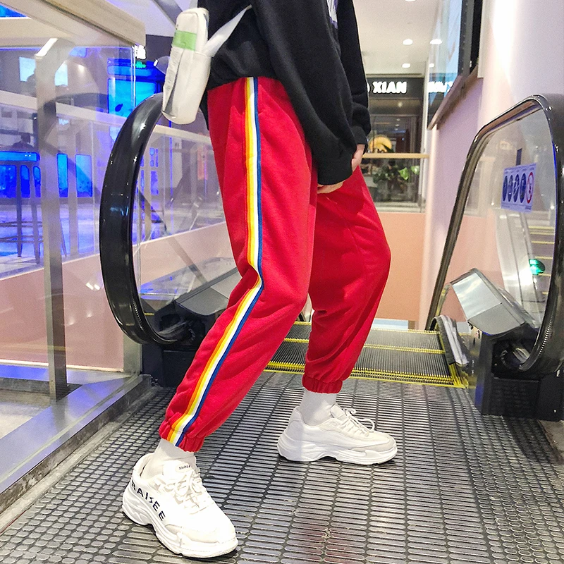 Fashion Casual Men's Overalls Autumn And Winter New M-2XL Stitching Loose Beam Pants Three-color Personality Youth Popular