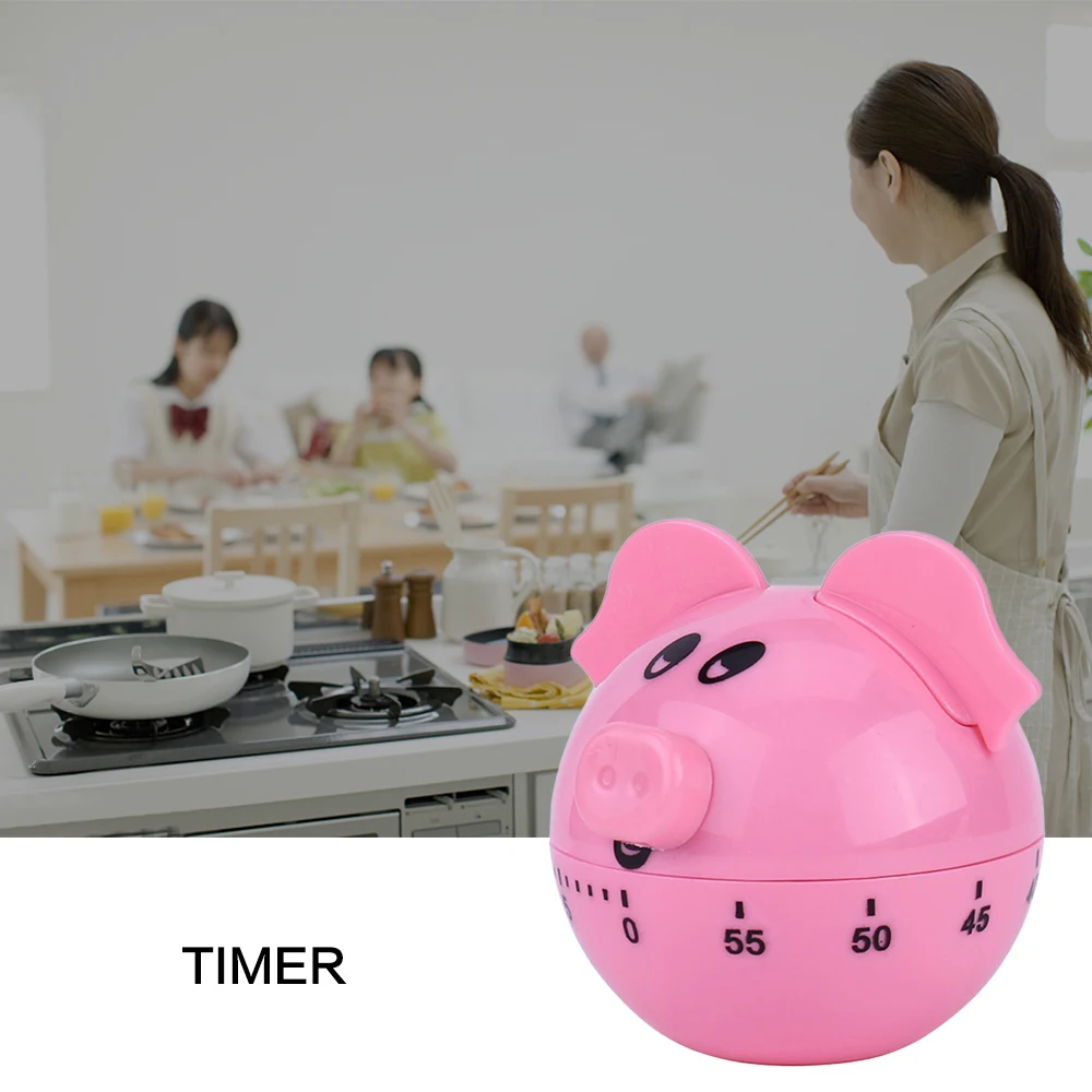 Милые мини часы в форме розовой свинки, креативный таймер, вкусные часы для приготовления пищи, кухонные напоминания, таймер, будильник, кухонные аксессуары