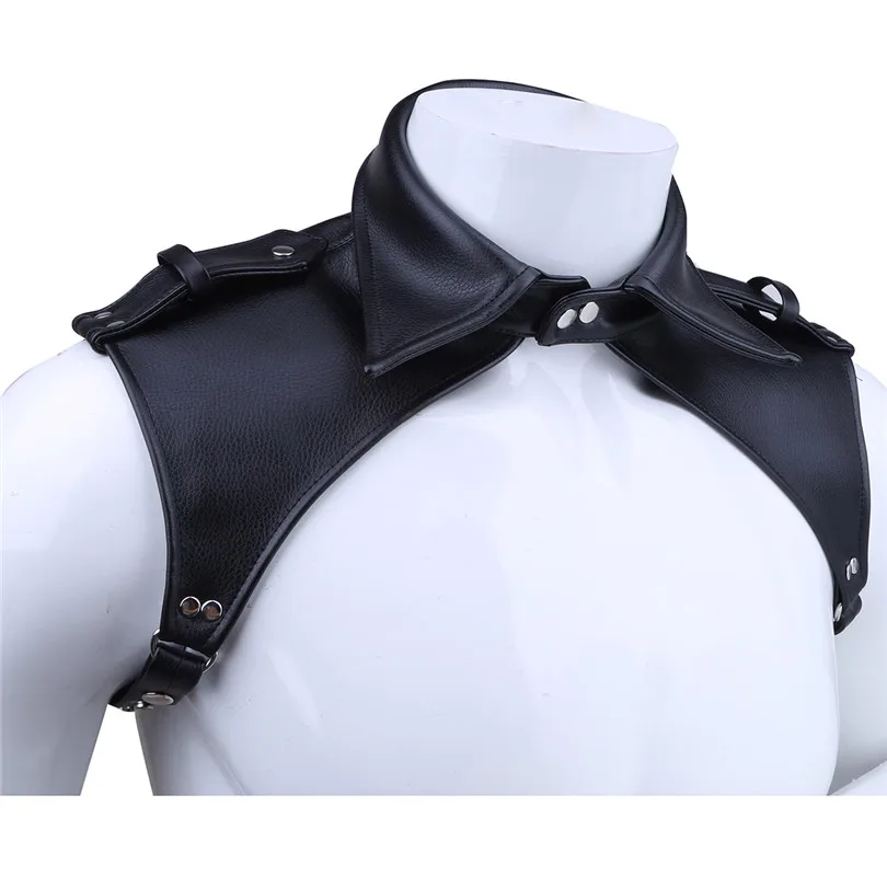 Мужское белье из искусственной кожи регулируемый нагрудный ремень для тела нагрудный костюм Бандаж с кнопками одежда для ночного клуба