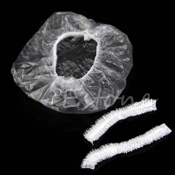 

New Disposable 100 x One-off Hotel Shower Bathing Clear Hair Elastic Caps Hats