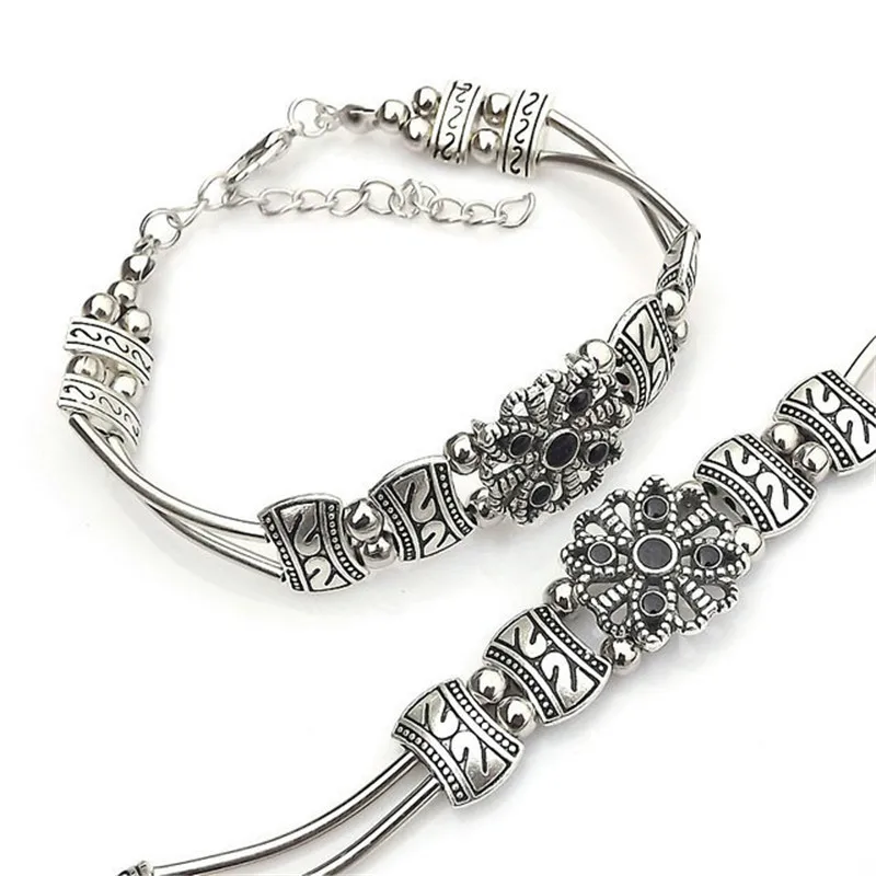 Классический модный универсальный браслет из чистого натурального серебра ибетан, Модный высококачественный браслет в народном стиле, сделай сам, Круглый женский браслет