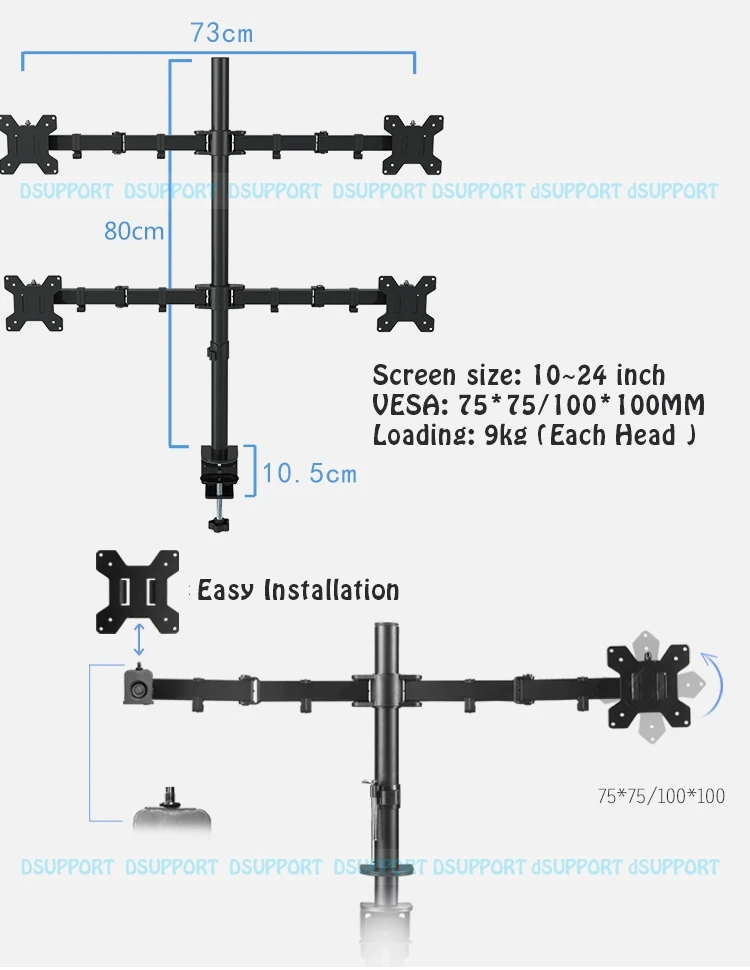 ML6884 настольная подставка полный движения 360 градусов, с 4мя фазами, экраны монитор держатель 1"-27" ЖК-дисплей светодиодный держатель монитора загрузка 9.9kgs каждая головка