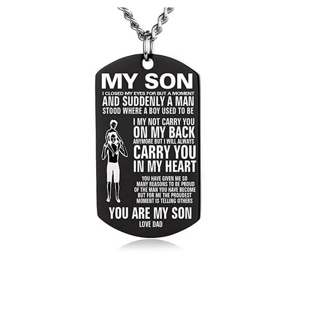 Кулон с собачьей биркой Yamily MY SON LOVE DAD колье из нержавеющей стали для мужчин и