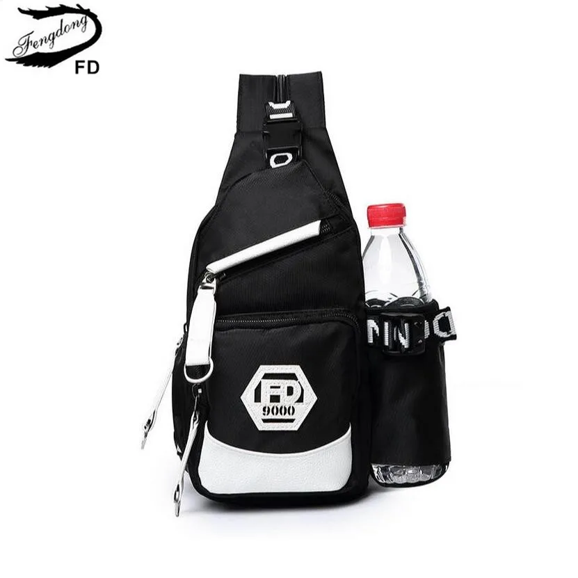 Buy FengDong anti theft men black chest bag male water