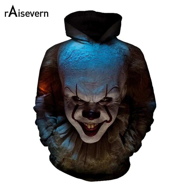 

Raisevern 3D Clown Hoodies Men Women Horror Hoody Tops Pockets Tracksuit Unisex Long Sleeve Pullovers Hoodie Sweatshirt Dropship