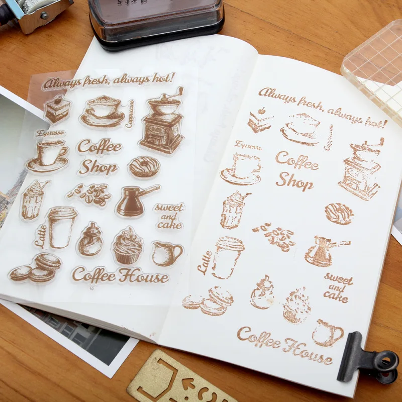 

Hand Art DIY Tools Silicone Transparent Clear Stamp Coffee Bread Letter Stamp Scrapbooking Card Making Decoration Supplies