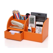Heißer Verkauf 5-slot home office decor desktop leder aufbewahrungsbehälter-kasten-organisator für fernbedienung kosmetik kleinigkeiten