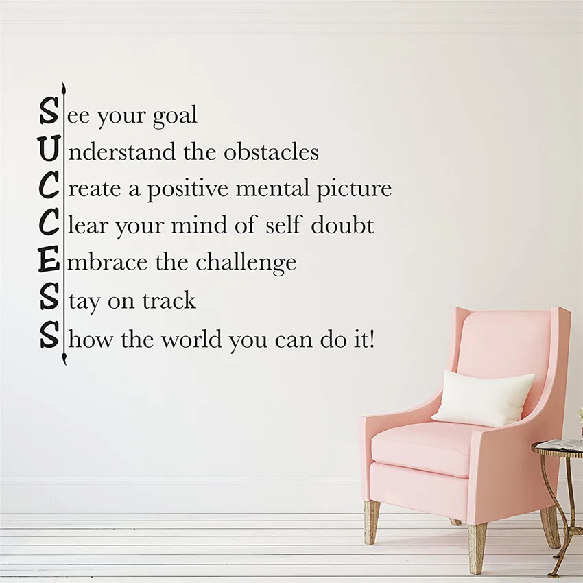 Success Inspirational Quote Wall Decal Sticker Art Mural Home Decor