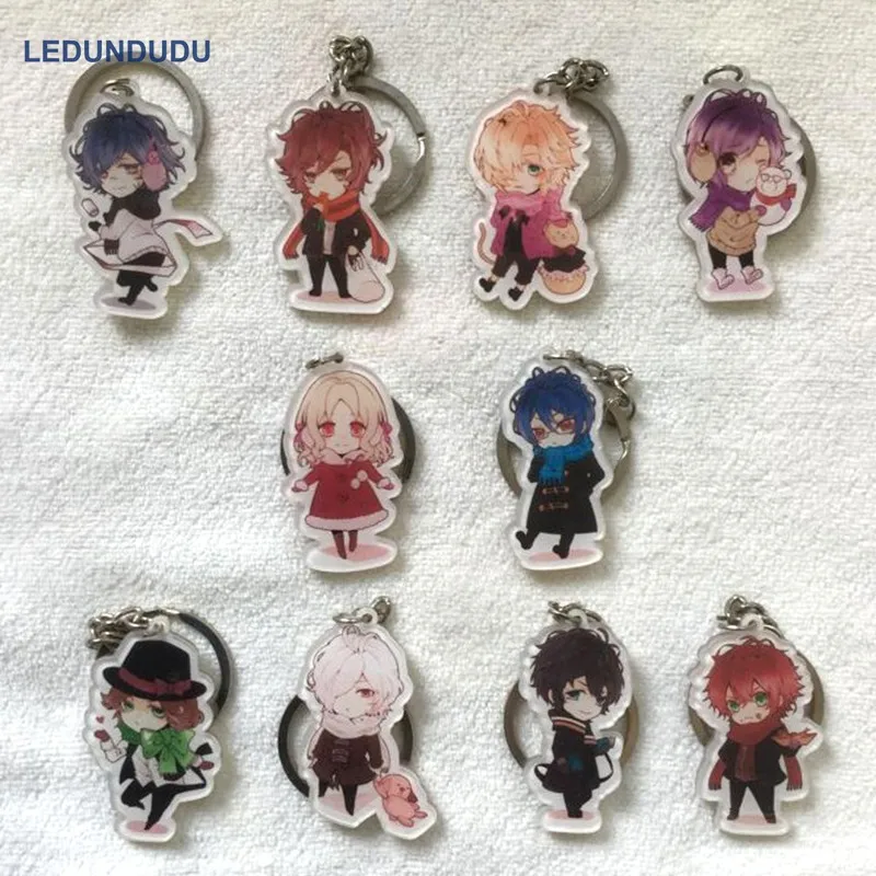 

DIABOLIK LOVERS Sakamaki Kanato keychains HITMAN REBORN Pendant Cosplay Accessories Set Kuriyama Mirai Keyring for Bag Xmas Gift