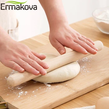 

ERMAKOVA Beech Wood Rolling Pin 29cm Length Dough Roller No Glue Paint Wax for Dough Pizza Pastry Pie Pasta Cookies Baking Tools