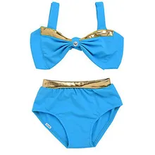 Комплект одежды из 2 предметов для Одежда для детей; малышей; девочек набор бикини c бантом Купальники Купальный костюм летние каникулы пляжная одежда Синий От 2 до 7 лет