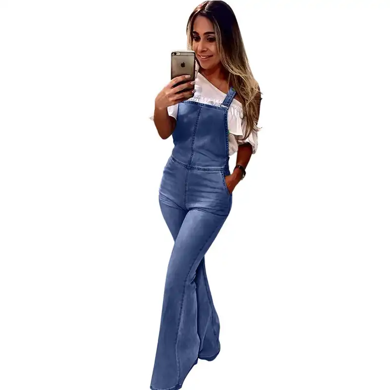 womens wide leg denim overalls