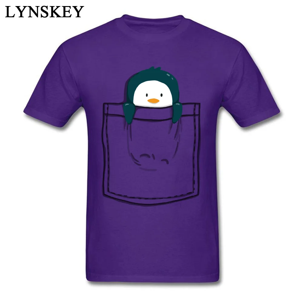 Faddish Male T-shirts O Neck Summer/Fall Short Sleeve Cotton Fabric Tops Tees Pocket Penguin Simple Style Sweatshirts Pocket Penguin purple