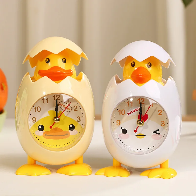 

Alarm Clock Student Children Bedroom Cartoon Egg Shell Duckling loud Study Desktop Decoration Quartz Movement Plastic Desk Clock