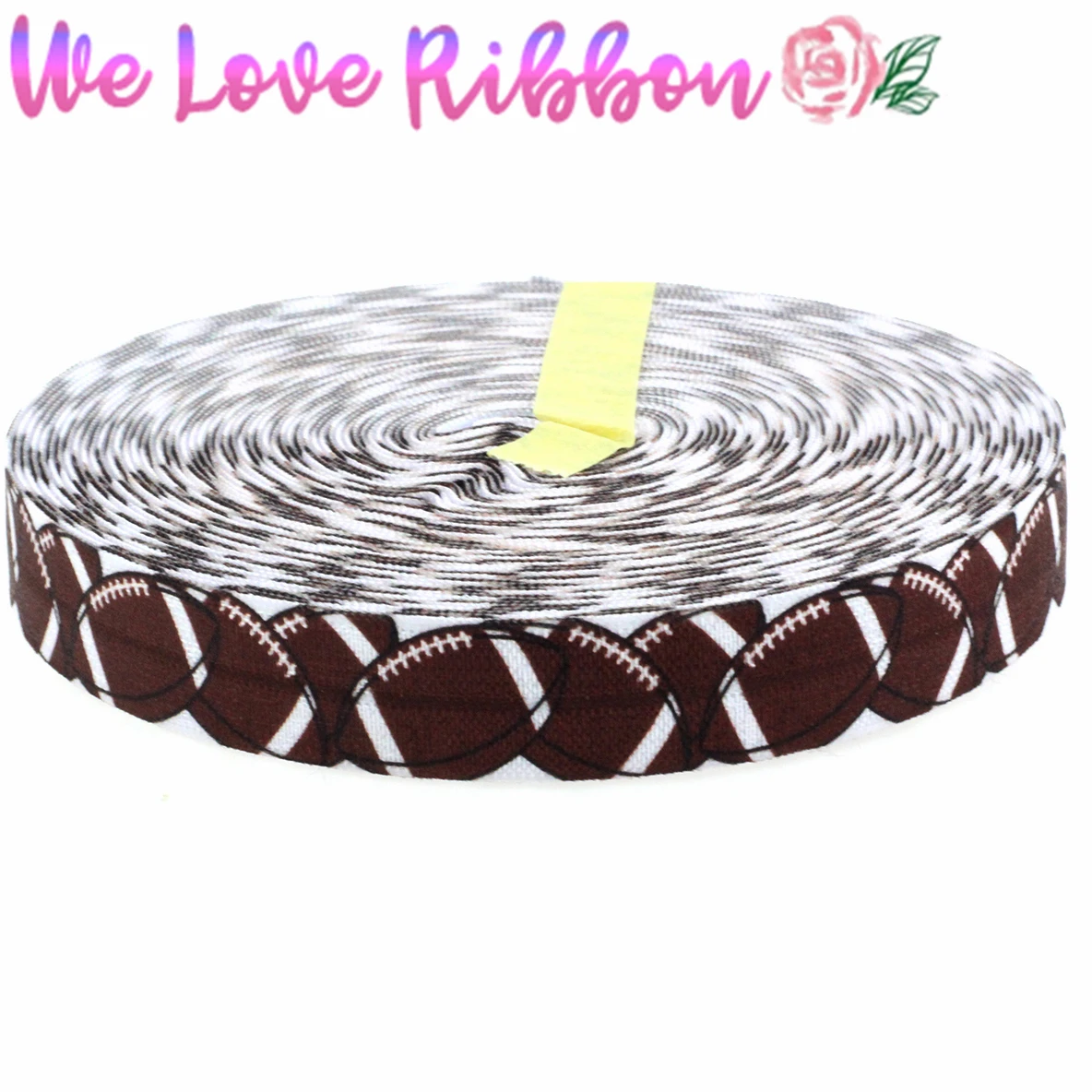 

5/8"16mm American Football&Rugby Sport Patterns Printed Elastic Ribbon DIY Party 10yards/roll MD170830-75-8332