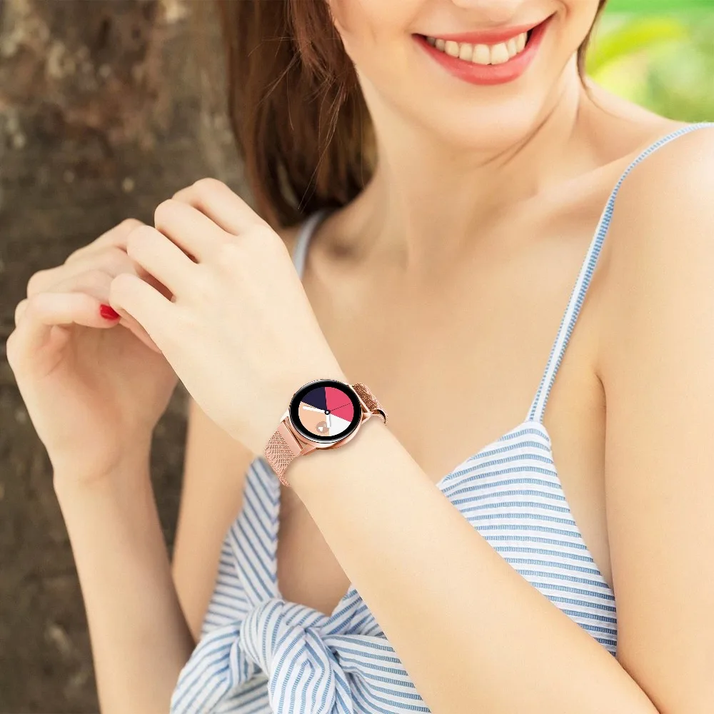 Ремешок для часов 20 мм Samsung Galaxy Watch Active 2 Gear S2 Amazfit Bip Миланский магнитный браслет из