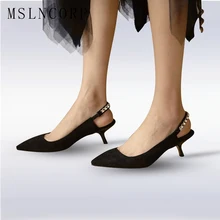 Plus Size 34-43 New fashion women Summer Crystal Slingback sandals woman Kitten Heel Party shoes Bride wedding shoes pointed toe runway crystal rhinestone rivets studded women pumps slingback pointed toe summer sandals kitten heels crystal shoes women