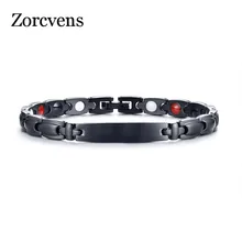 ZORCVENS черные магнитные браслеты из нержавеющей стали для женщин и мужчин энергетическая сила целебные ювелирные изделия с бриллиантами