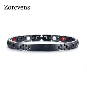 

ZORCVENS Black stainless steel Magnetic Bracelets for Women Men Energy Power Healing Link Bracelet Jewelry