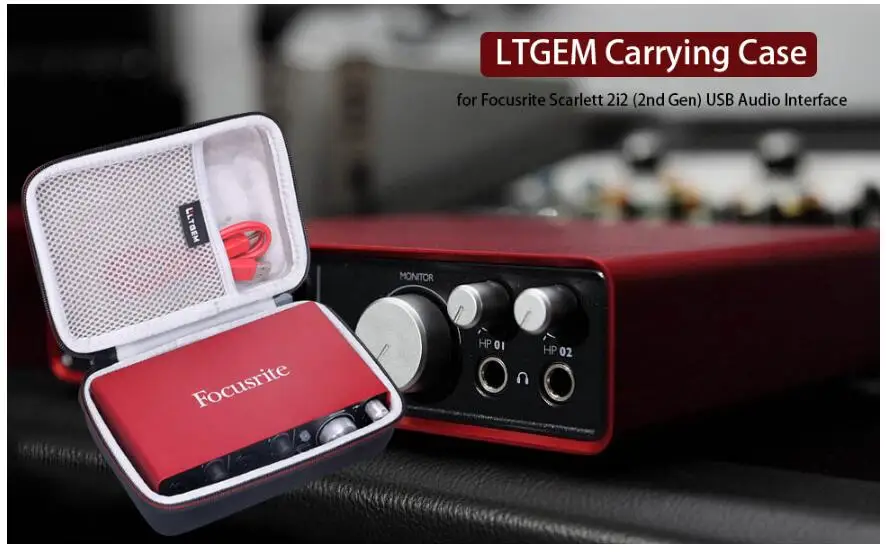 LTGEM EVA жесткий Дорожный Чехол для Focusrite Scarlett Solo 2i2(2nd Gen) USB аудио интерфейс