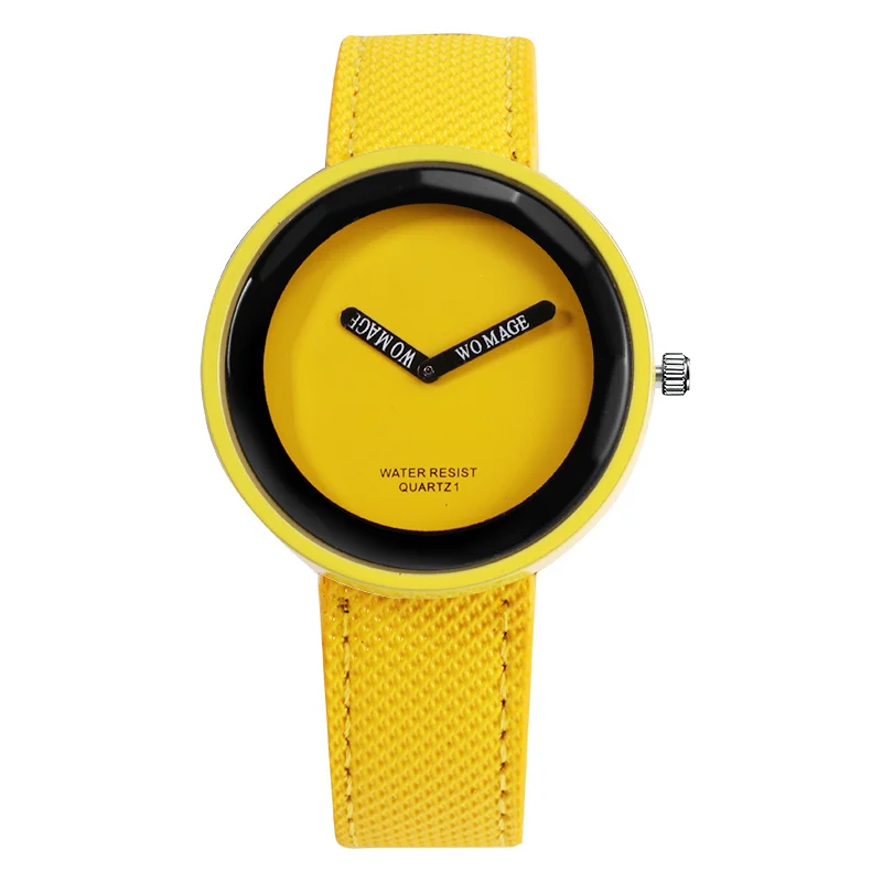 Модные женские кварцевые часы под платье, Элегантные повседневные наручные часы с ремешком из искусственной кожи, женские часы Montre, женские часы - Цвет: Цвет: желтый