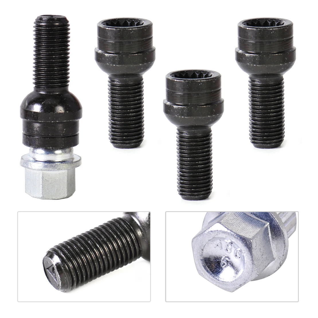 

DWCX New 4Pcs Antitheft Wheel Bolt + 1Pc Lock Nut Cap Set 8D0601139F 8D0 601 139F 006 Fit for VW Golf Jetta Beetle Passat Audi