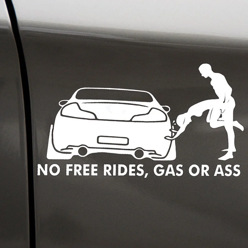 20*8 см газа или задница &quotNo Free Rides&quot забавные виниловые наклейки для автомобиля
