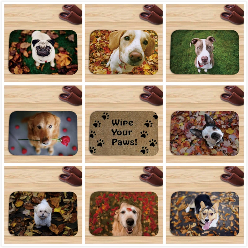 Non Slip Carpet French Bulldog Welcome Mat Cute Dogs Printed Floor French Bulldog Welcome Mat Cute Dogs