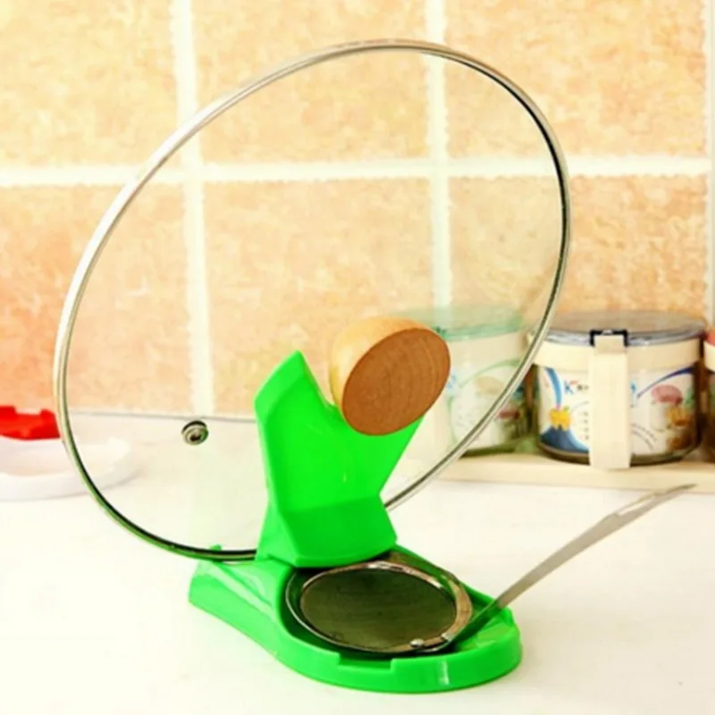 

New Useful Spoon Pot Lid Shelf Cooking Storage Kitchen Decor Tool Stand Holder
