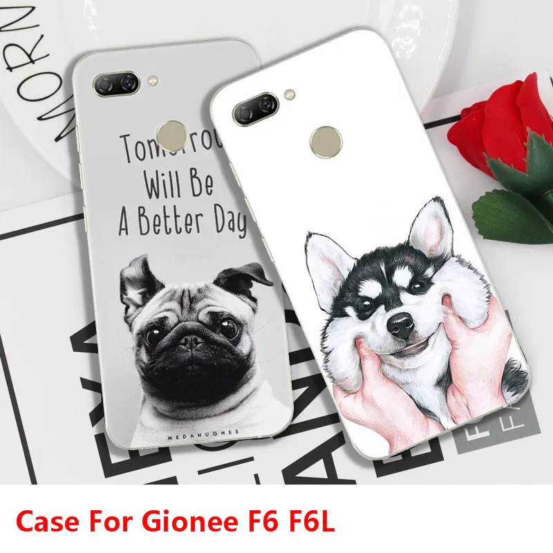 Кот Собака Рыба чехол для Gionee F6 F6L ТПУ окрашенные мобильный телефон оболочки