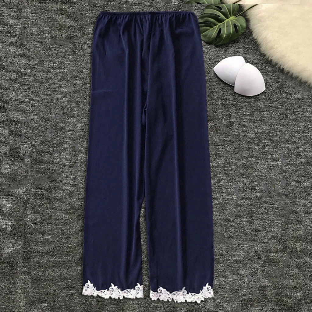 Женские штаны для сна, пижамы, кружевные шелковые атласные женские пижамы d90624