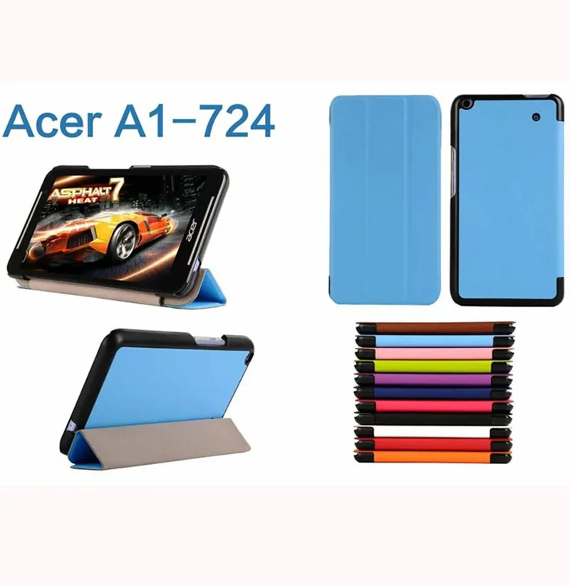 ocube Ultra Slim Folio Stand Tri fold Custer PU Flip Leather Case Cover For Acer Iconia