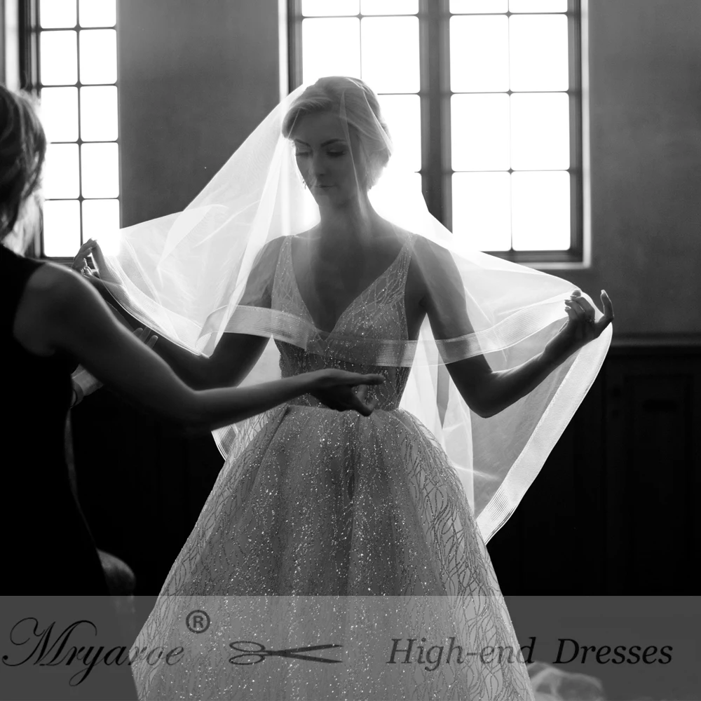 Mryarce роскошное блестящее сказочное свадебное платье с открытой спиной, сексуальное блестящее платье без рукавов с v-образным вырезом, платья для официальных мероприятий