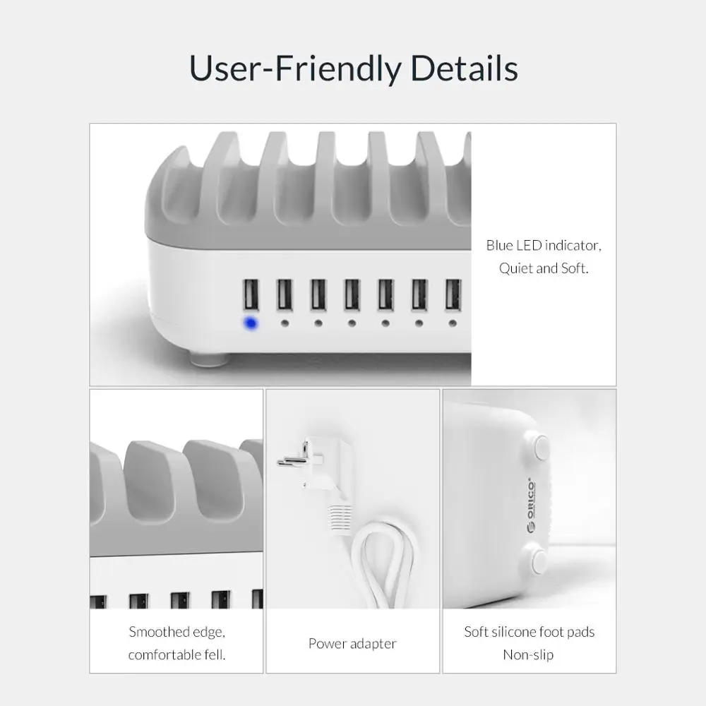 ORICO USB Зарядное устройство Док-станция с держателем USB зарядное устройство 70 Вт 5V2. 4A* 7 usb зарядка для iphone pad Kindle