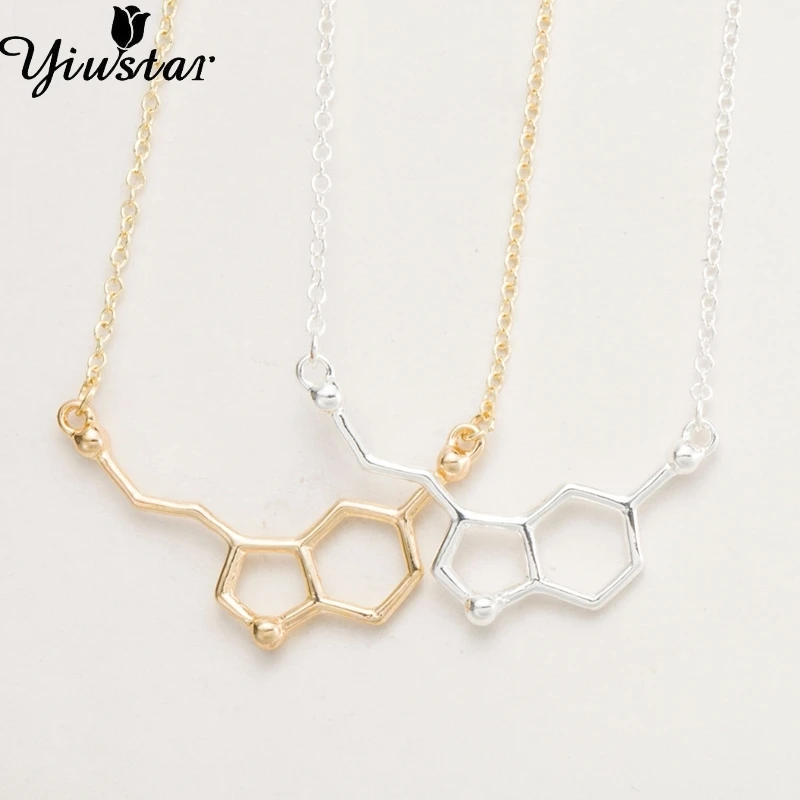 

10pcs/lot 2017 Serotonin Molecule Pendants Necklace Chemistry Chokers Collar Elegant Simple Women Necklace For Women XL012