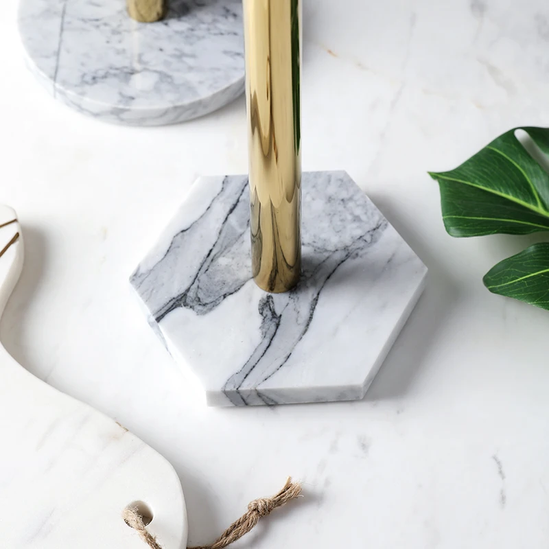  Nordic Retro Style Natural Marble Gold-plated Kitchen Paper Towel Holder Roll Holder Desktop Jewelr - 32956320093