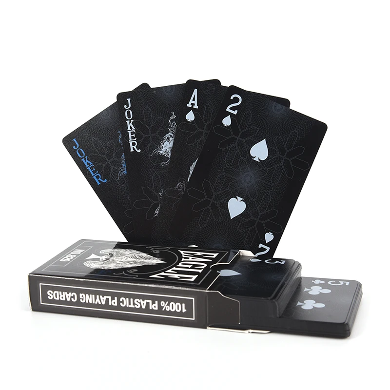 1set New Playing Cards Poker Waterproof PVC Card Set Pure Black Gold Sliver Pokers Classic Magic Tricks Props Family Party Game