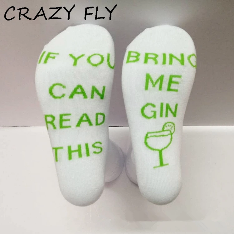 Магазин Crazy Fly If You Can Read This Bring Me Gin английские буквы Женские повседневные носки Модные хлопковые носки унисекс