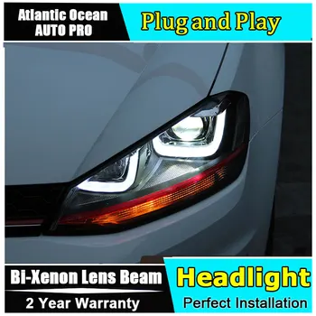 

Car Styling for VW Golf 7 LED Headlights for Golf mk7 Halogen Signal DRL Lens Double Beam HID KIT Xenon bi xenon lens led drl