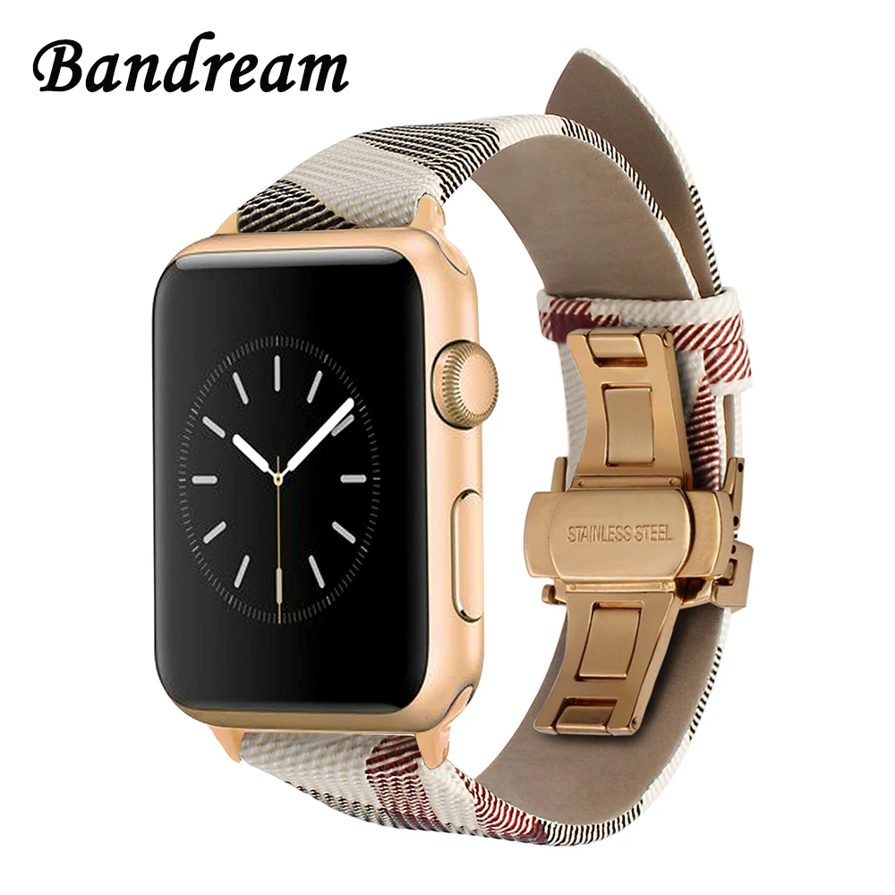

Genuine Leather Watchband BU Design for iWatch Apple Watch 38mm 40mm 42mm 44mm Series 4 3 2 1 Band Steel Butterfly Buckle Strap