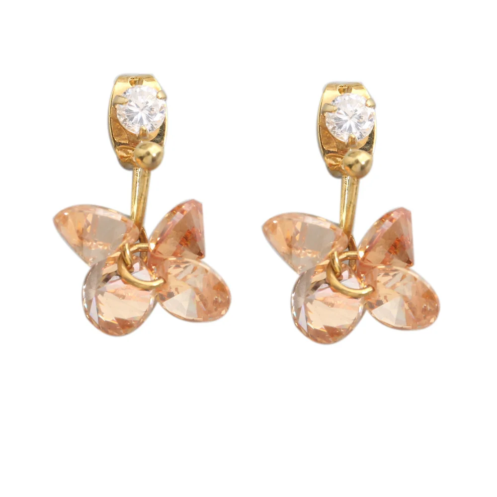 Brown Stone 5*5mm Semi precious Cool For Womens Stud Earrings